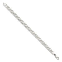 Sterling Silver 7.35mm Domed Chain with Side D C Curb view 2