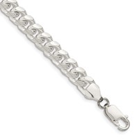 Sterling Silver 7.35mm Domed Chain with Side D C Curb view 1