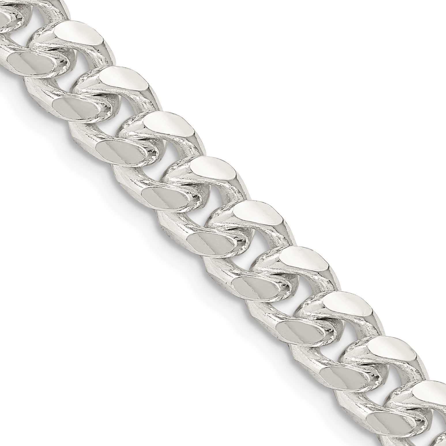 Sterling Silver 7.35mm Domed w/ Side D/C Curb Chain (QRC220-26)