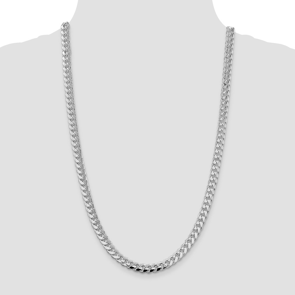 Sterling Silver Rhodium-plated 7.35mm Domed w/ Side D/C Curb Chain (QRC220R-26)