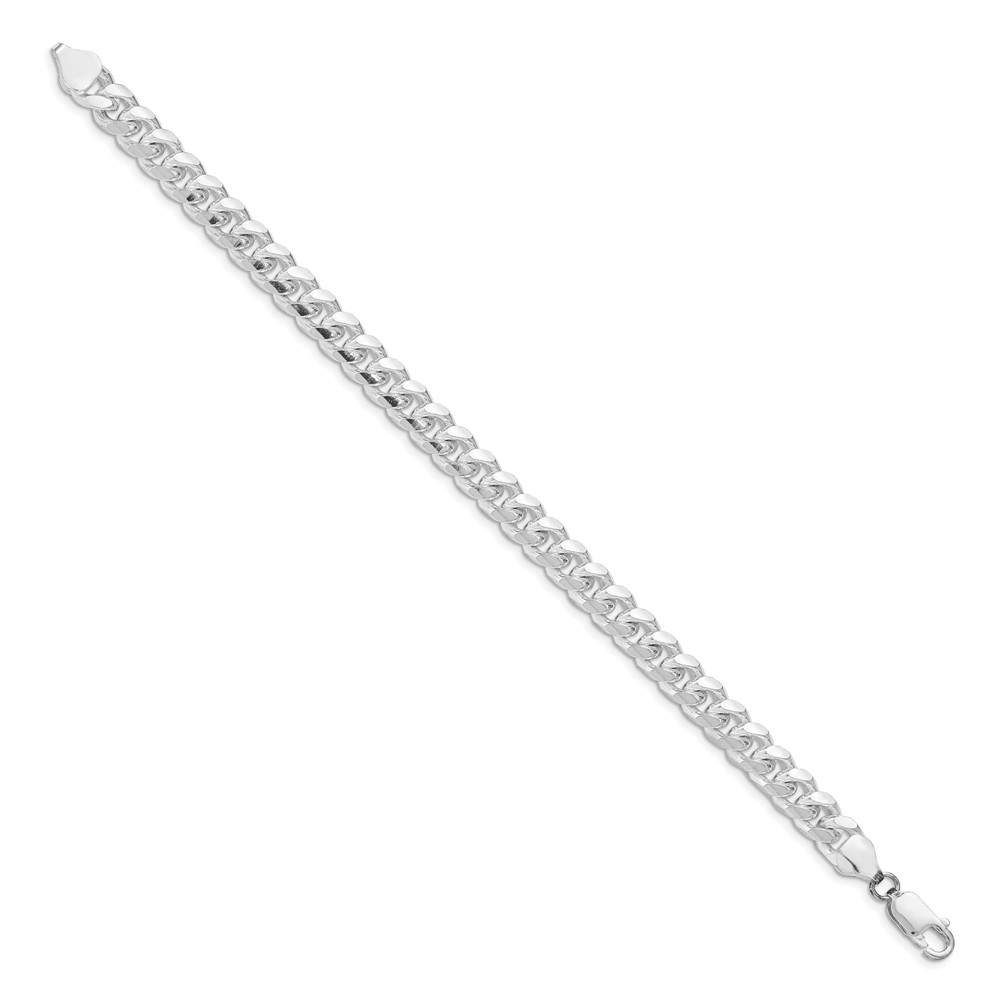 Sterling Silver Rhodium-plated 7.35mm Domed w/ Side D/C Curb Chain (QRC220R-9)