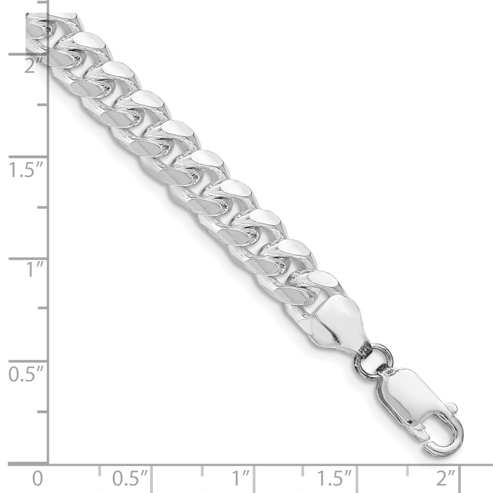 Sterling Silver Rhodium-plated 7.35mm Domed w/ Side D/C Curb Chain (QRC220R-9)