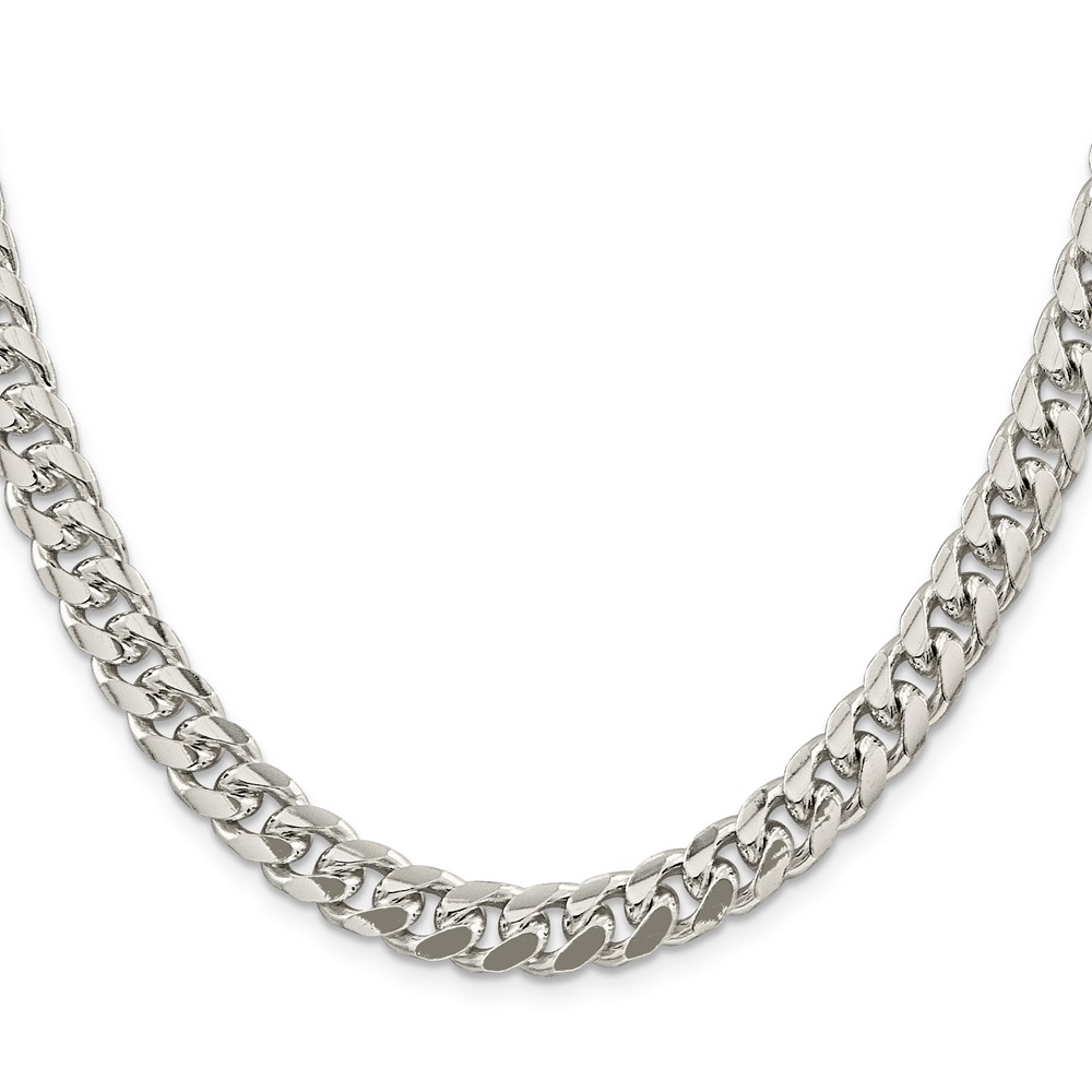 Sterling Silver 8.5mm Domed w/ Side D/C Curb Chain (QRC240-24)