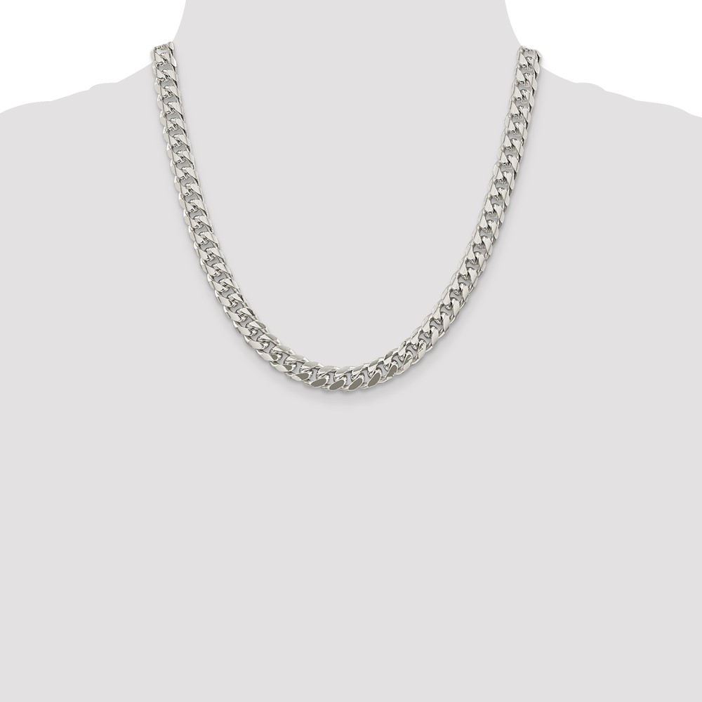 Sterling Silver 8.5mm Domed w/ Side D/C Curb Chain (QRC240-20)