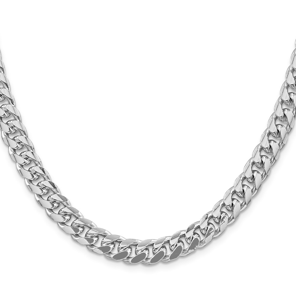 Sterling Silver Rhodium-plated 8.5mm Domed w/ Side D/C Curb Chain (QRC240R-26)