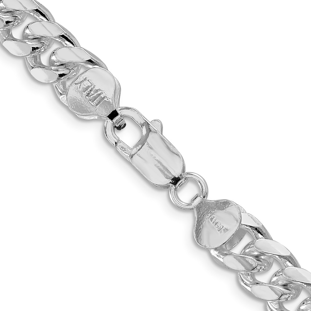 Sterling Silver Rhodium-plated 8.5mm Domed w/ Side D/C Curb Chain (QRC240R-26)