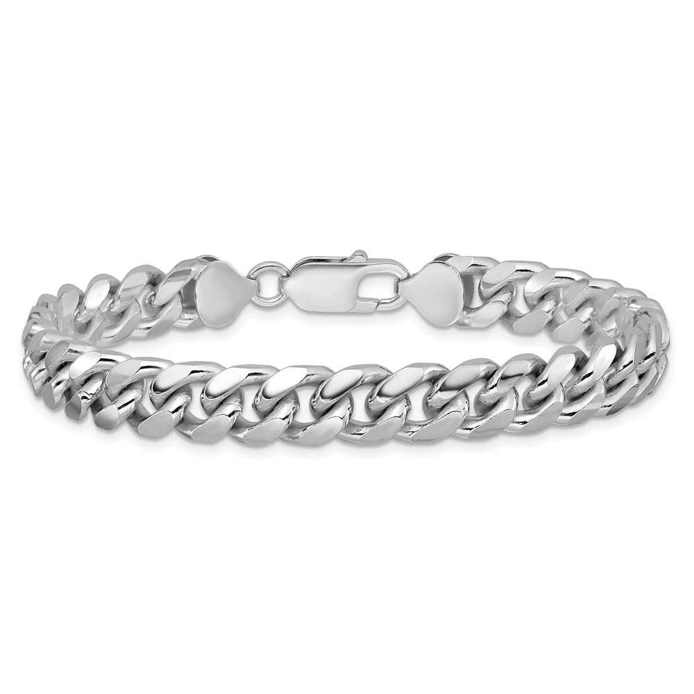 Sterling Silver Rhodium-plated 8.5mm Domed w/ Side D/C Curb Chain (QRC240R-9)
