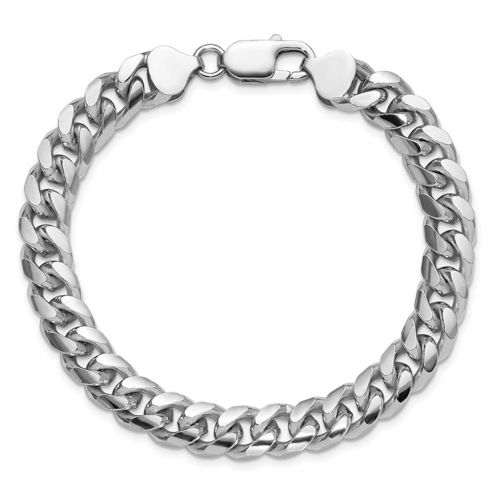 Sterling Silver Rhodium-plated 8.5mm Domed w/ Side D/C Curb Chain (QRC240R-9)