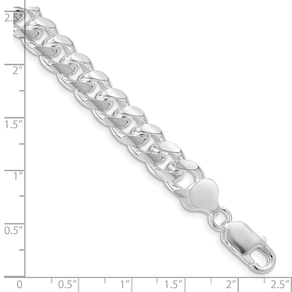 Sterling Silver Rhodium-plated 8.5mm Domed w/ Side D/C Curb Chain (QRC240R-9)