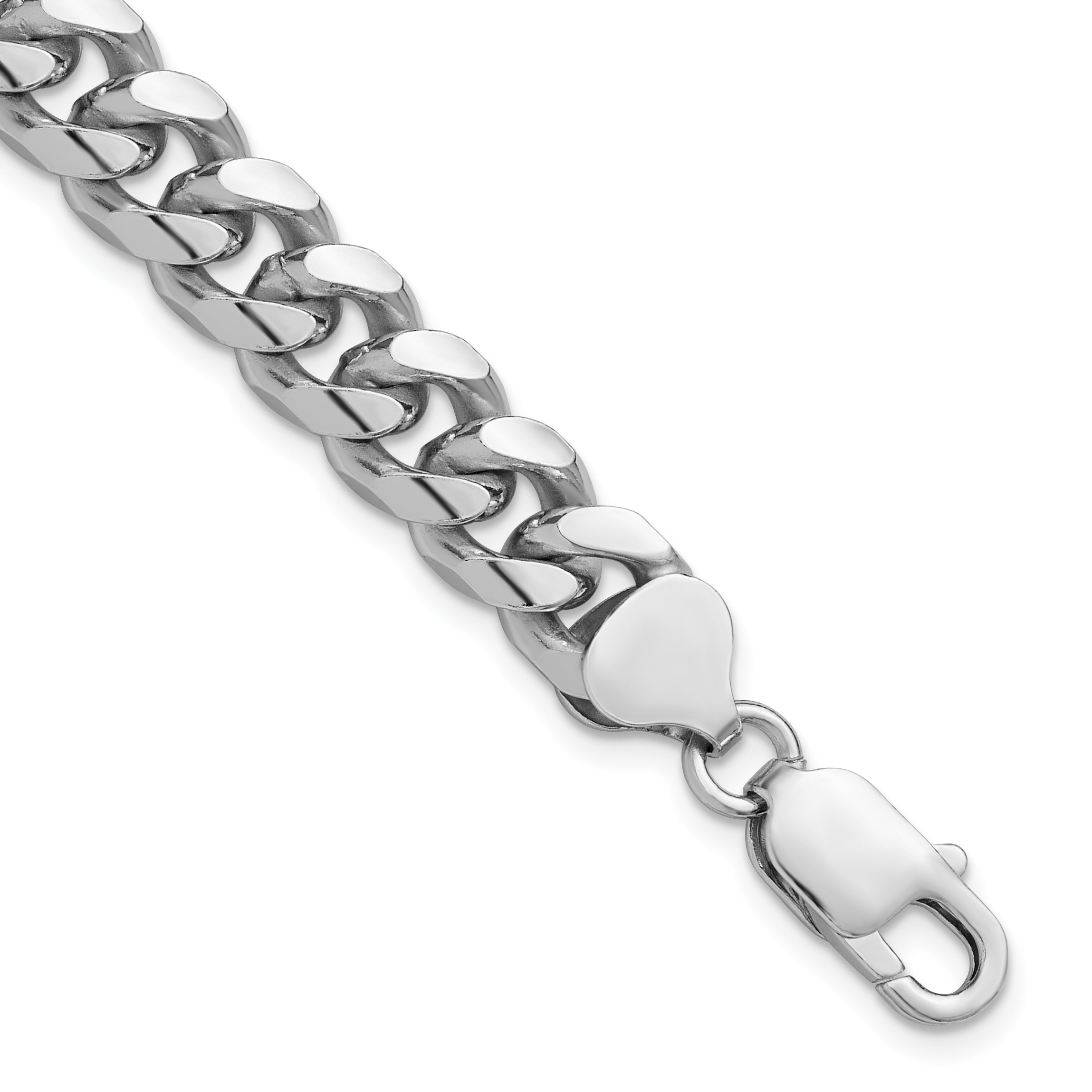 Sterling Silver Rhodium-plated 8.5mm Domed w/ Side D/C Curb Chain (QRC240R-8)