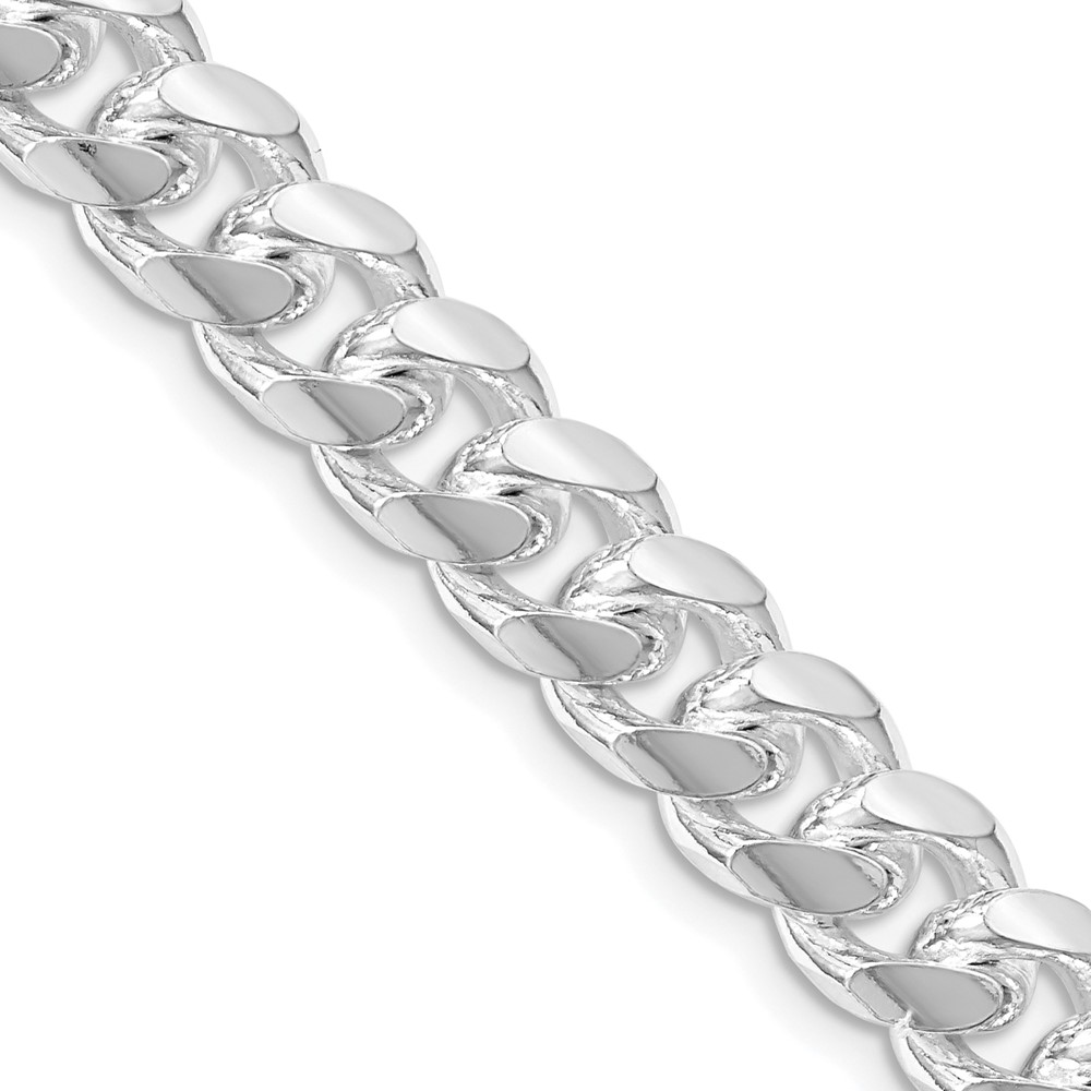 Sterling Silver Rhodium-plated 8.5mm Domed w/ Side D/C Curb Chain (QRC240R-22)
