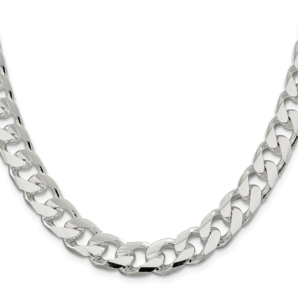 Sterling Silver 11mm Domed w/ Side D/C Curb Chain (QRC350-26)