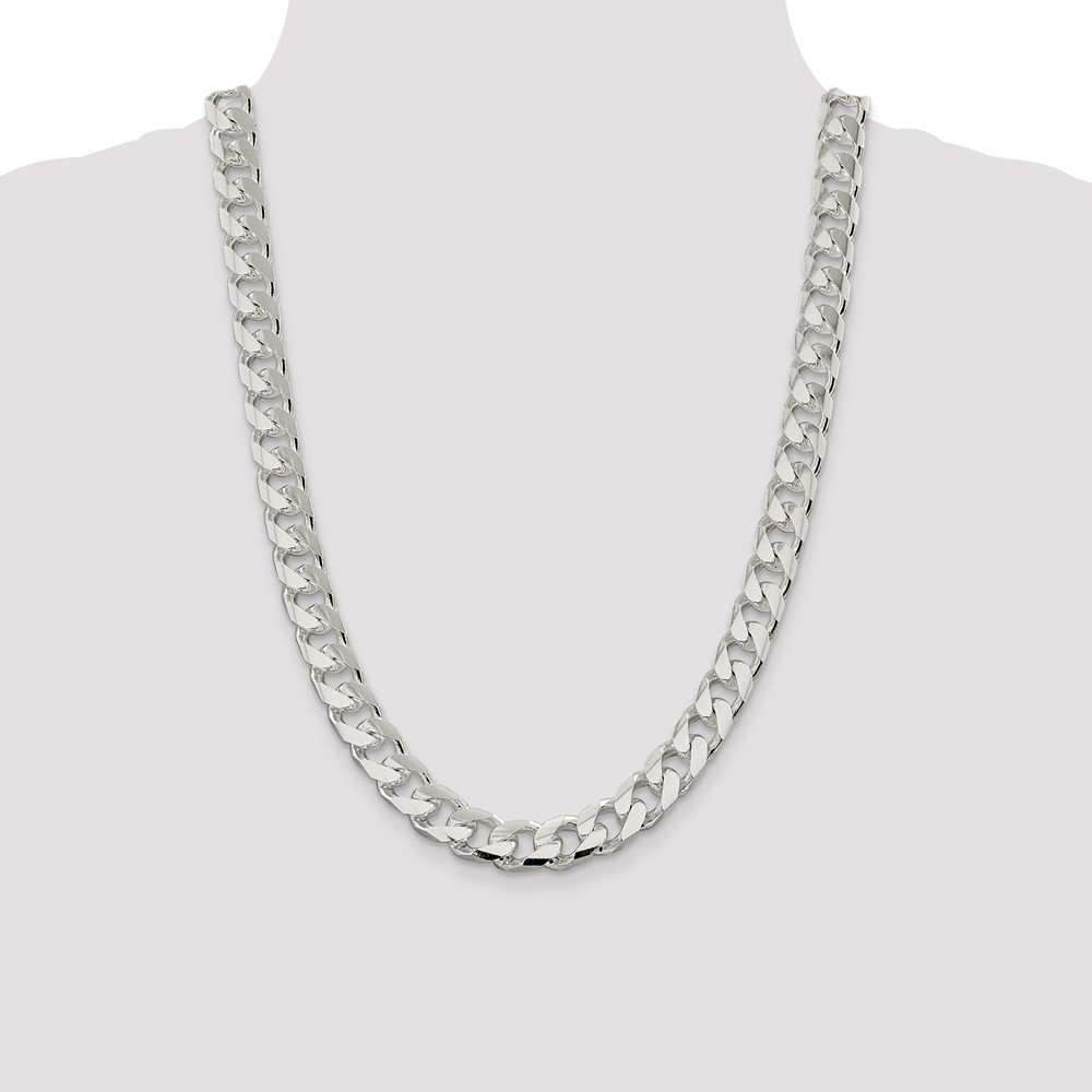 Sterling Silver 11mm Domed w/ Side D/C Curb Chain (QRC350-24)