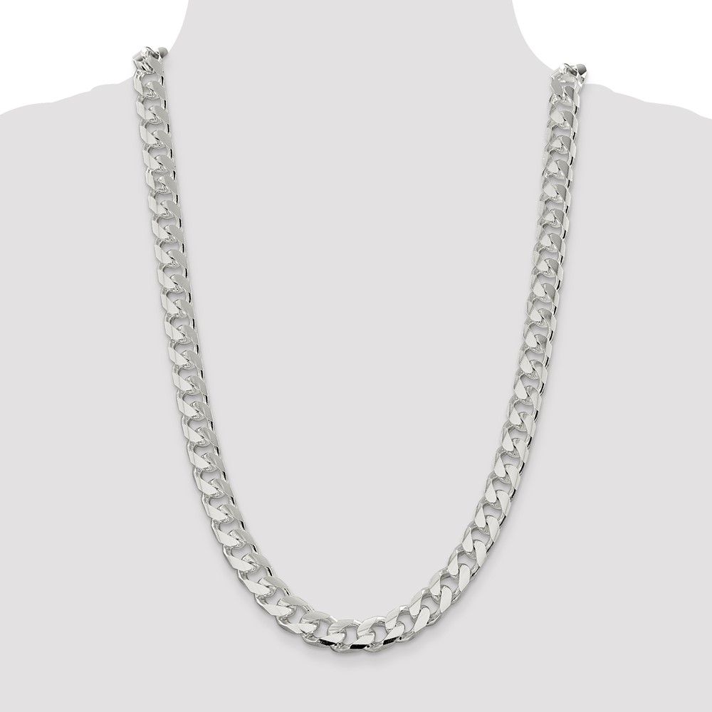 Sterling Silver 11mm Domed w/ Side D/C Curb Chain (QRC350-26)