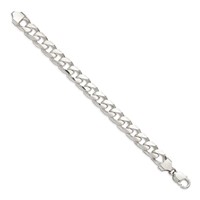 Sterling Silver 11mm Domed Chain with Side D C Curb view 2