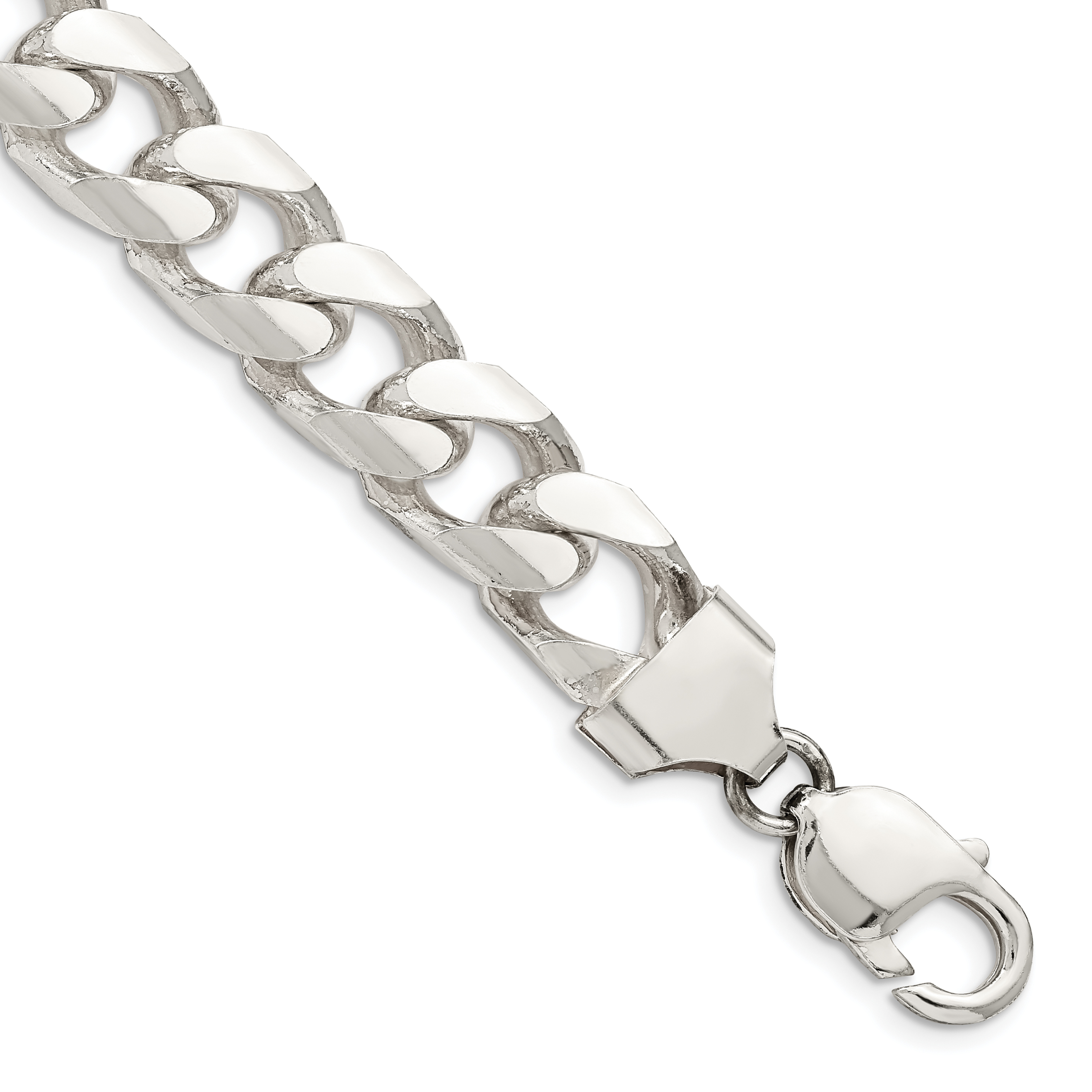 Sterling Silver 11mm Domed w/ Side D/C Curb Chain (QRC350-8)
