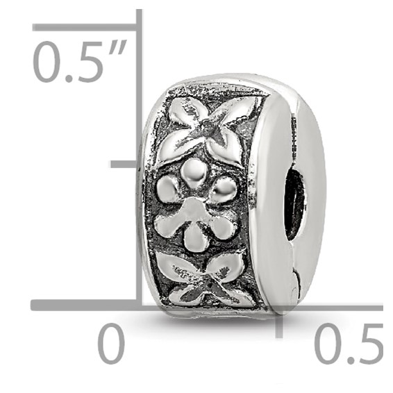 Sterling Silver Reflections Hinged Floral Clip Bead