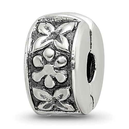 Sterling Silver Reflections Hinged Floral Clip Bead