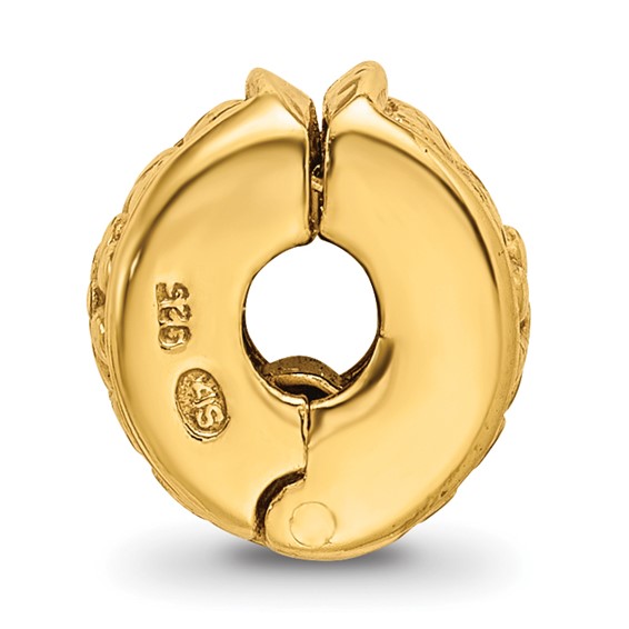 Sterling Silver Gold-plated Reflections Hinged Floral Clip Bead