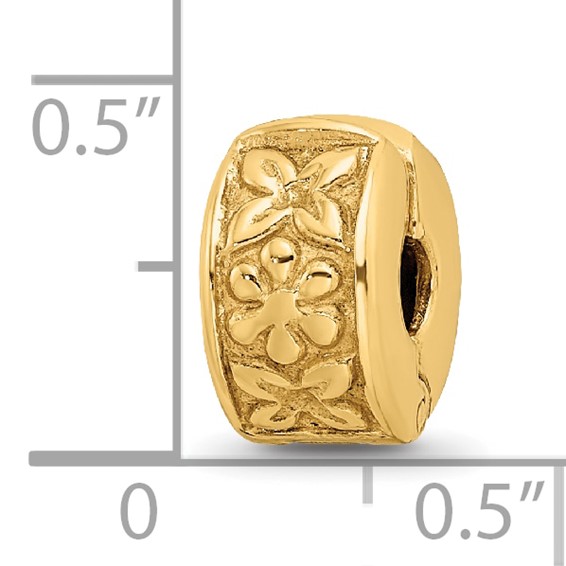 Sterling Silver Gold-plated Reflections Hinged Floral Clip Bead