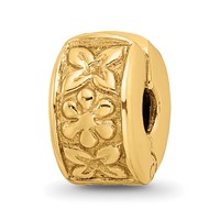 Sterling Silver Gold-plated Reflections Hinged Floral Clip Bead view 1