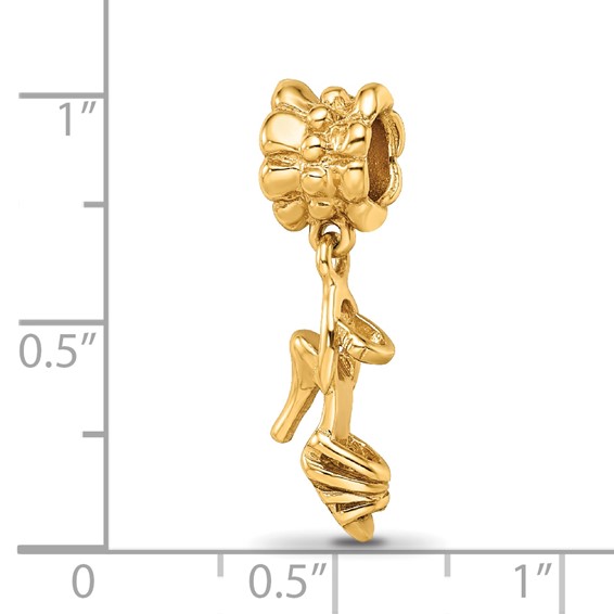 Sterling Silver Gold-plated Reflections High Heel Shoe Dangle Bead