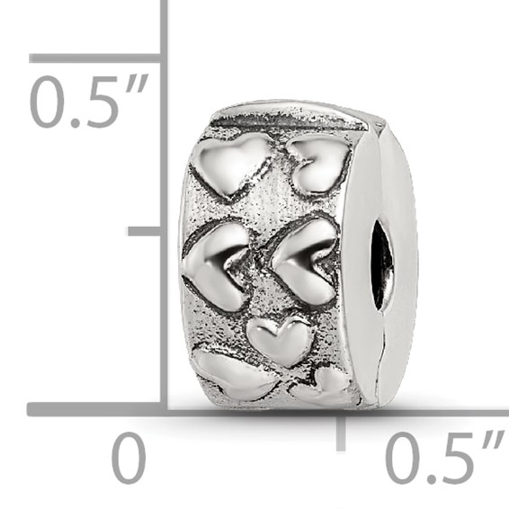 Sterling Silver Reflections Hinged Hearts Clip Bead