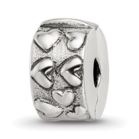 Sterling Silver Reflections Hinged Hearts Clip Bead view 1