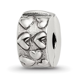 Sterling Silver Reflections Hinged Hearts Clip Bead