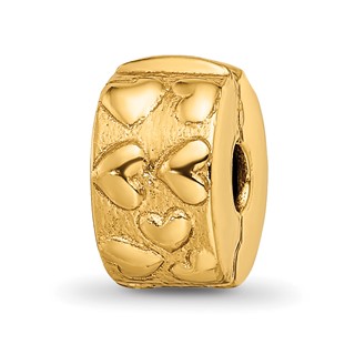 Sterling Silver Gold-plated Reflections Hinged Hearts Clip Bead