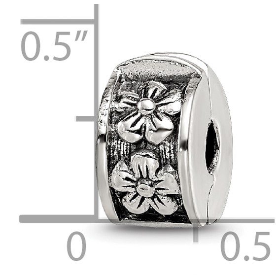 Sterling Silver Reflections Hinged Floral Clip Bead