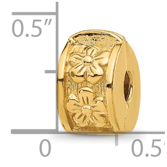 Sterling Silver Reflections Gold-plated Floral Hinged Clip Bead