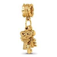 Sterling Silver Gold-plated Reflections Three Keys Dangle Bead view 5