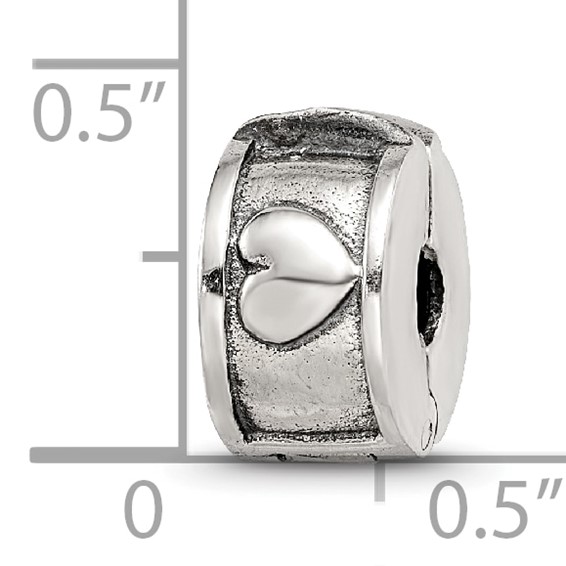 Sterling Silver Reflections Hinged Heart Clip Bead