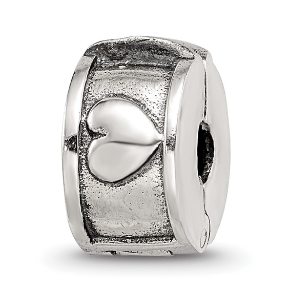 Sterling Silver Reflections Hinged Heart Clip Bead