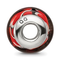 Sterling Silver Reflections Red Heart Hand-blown Glass Bead view 2