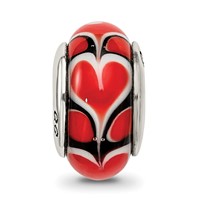 Sterling Silver Reflections Red Heart Hand-blown Glass Bead view 3