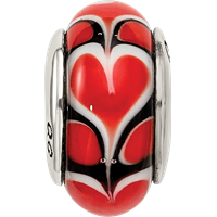 Sterling Silver Reflections Red Heart Hand-blown Glass Bead view 4