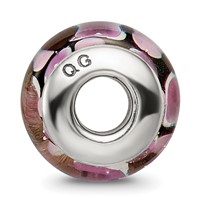 Sterling Silver Reflections Purple Black Hand-blown Glass Bead view 2