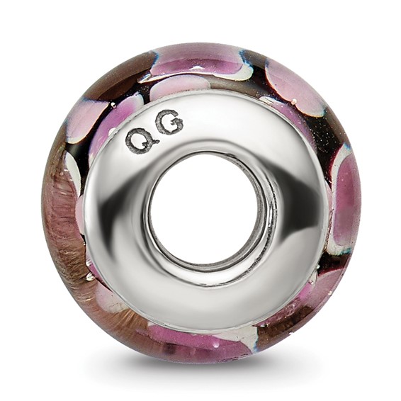 Sterling Silver Reflections Purple/Black Hand-blown Glass Bead
