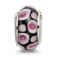 Sterling Silver Reflections Purple Black Hand-blown Glass Bead view 3