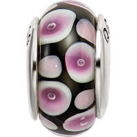 Sterling Silver Reflections Purple Black Hand-blown Glass Bead view 4