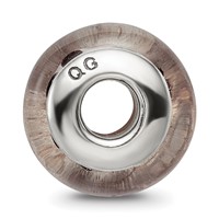 Sterling Silver Reflections Brown Floral Hand-blown Glass Bead view 2