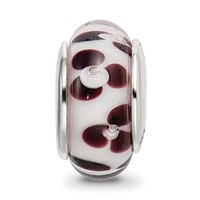 Sterling Silver Reflections Brown Floral Hand-blown Glass Bead view 3