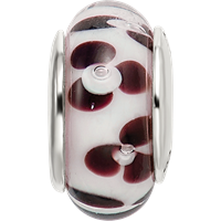 Sterling Silver Reflections Brown Floral Hand-blown Glass Bead view 4