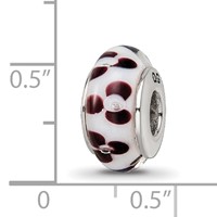 Sterling Silver Reflections Brown Floral Hand-blown Glass Bead view 5