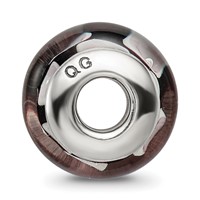 Sterling Silver Reflections Black Grey Hand-blown Glass Bead view 2