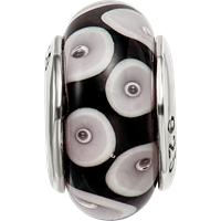Sterling Silver Reflections Black Grey Hand-blown Glass Bead view 4
