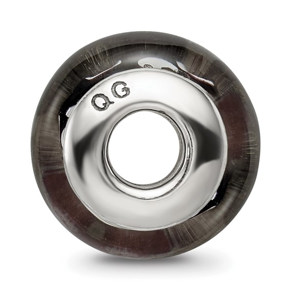 Sterling Silver Reflections Black/White Hand-blown Glass Bead
