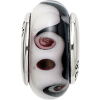 Sterling Silver Reflections Black Grey Hand-blown Glass Bead view 4
